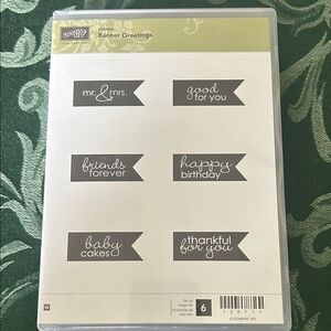 Stampin' Up! Banner Greetings Stamp Set NEW holidays occasions banners block